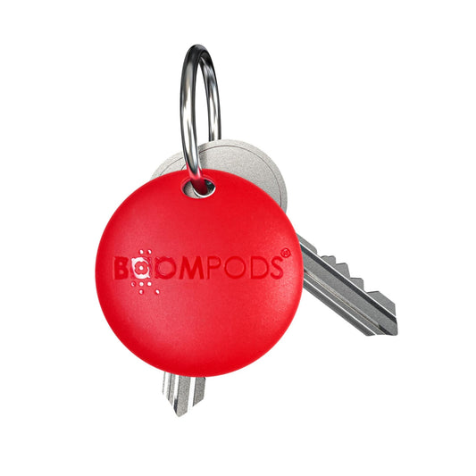 Boompods Boomtag Bluetooth Tracker Tag Item Finder, Smart Sustainable Tracker Devices for Keys/Wallet/Luggage/Bag/Suitcases, Tracking Gadgets/Locator compatible with Apple Find My App - Red