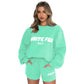 Women's White Fox Tracksuit Set Oversized Two Piece Outfit Long Sleeve Pullover and Loose Short Sweatpants Y2k Jogger Track Suit Ladies Gym Activewear Casual Sportwear Running Walking Hiking