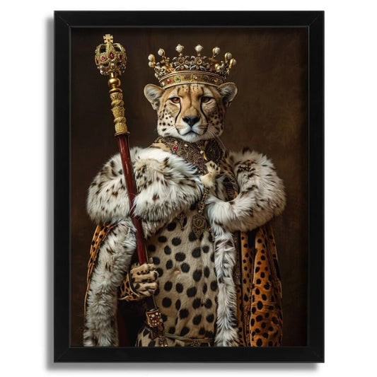 Regal Cheetah Monarch Art Print Crowned Wild Cat Royal Portrait Cheetah Wall Art A4 Poster on Canvas - Wall Art Home Decor Movie Poster Canvas Film Cinema Retro Vintage Cult Classic Nostargic Saga Mo