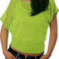 ELFIN Women 80s T Shirts Neon Fishnet Mesh Top Off Shoulder Tops Fany Dress for Women (Tops+Vest)