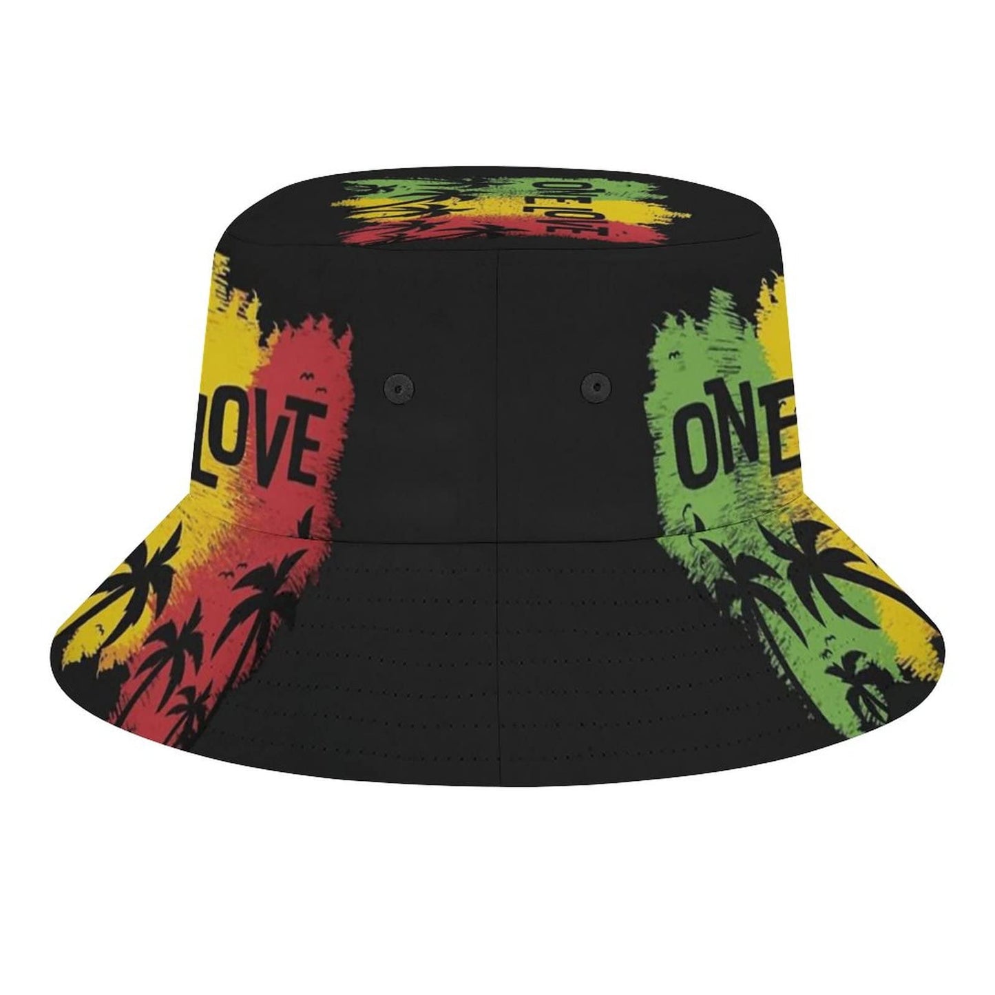 One Love Music Reggae Rasta Jamaican Men's Women's Bucket Hat Summer Vacation Travel Beach Sun Hat Packable Lightweight Outdoor Hat