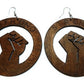 Teri's Boutique Africa Strong Engrave Hand Fist Jamaican Wood Women Fashion Dangle Earrings (Dark Brown)