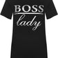 WearAll Women's Plus Boss Lady Slogan Foil Print Short Sleeve T-Shirt New Ladies Top - Black - 18