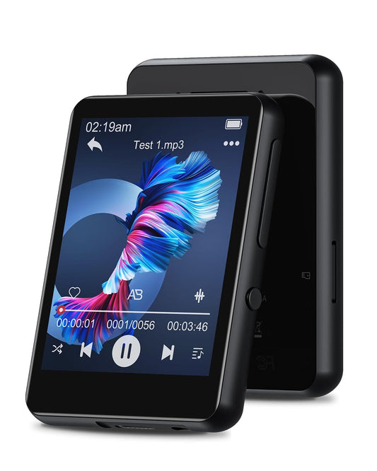 32GB MP3 Player with Bluetooth 5.0, Full Touch Screen MP3 and MP4 Player, Kids MP3 Player Portable Speakers Music Player Support FM Radio Recording Max Support TF Card 128GB(Black)