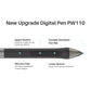 HUION Digital Pen PW110, PenTech 3.0 Battery-Free Stylus, with Anti-Slip & Sweatproof Silicone Grip, 2 Programmable Button, 8192 Levels Pressure Sensitivity, for Inspiroy 2 S/M/L Pen Tablet（Black）