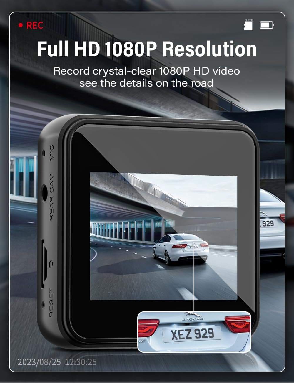 IIWEY Dash Cam Front 1080P Mini Size with 64GB SD Card, 2 Inch LCD Screen Small Car Dash Camera WDR Night Vision, 170° Wide Angle, G-sensor, Motion Detection, Parking Monitor