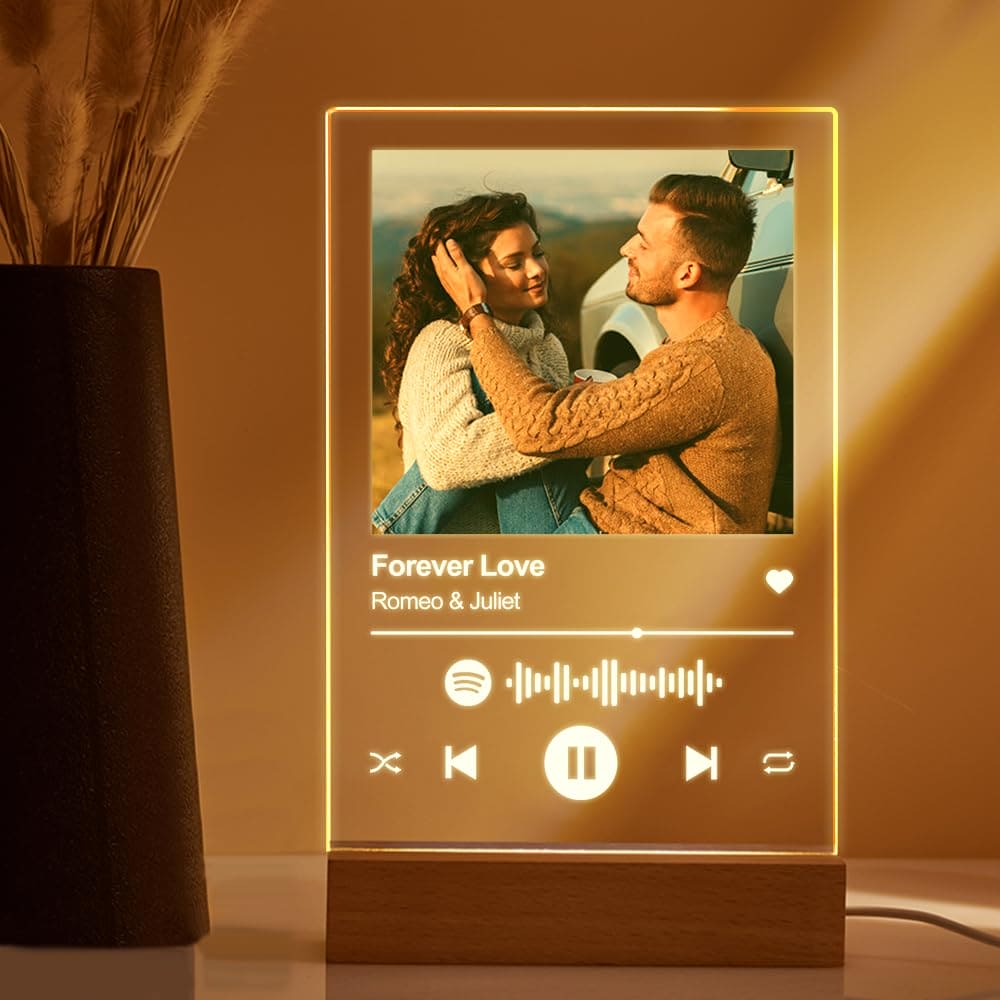 SOUFEEL Spotify Plaque Personalized Gifts for Him Her - Custom Spotify Music Plaque Customized Photo Gifts for Girlfriend Boyfriend - Song Picture Frame Gifts for Women Men Couples