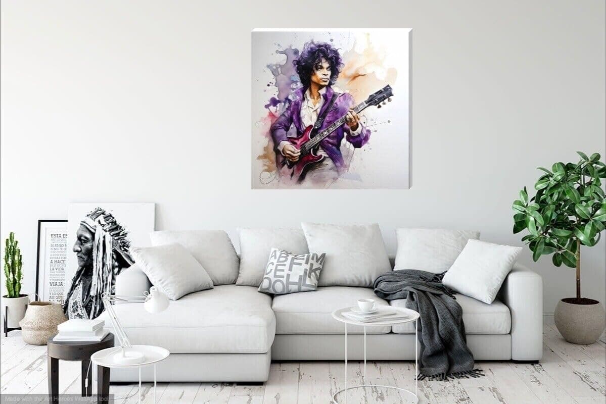 Prince Framed Canvas Wall Art Pop Rock 16" x 16"