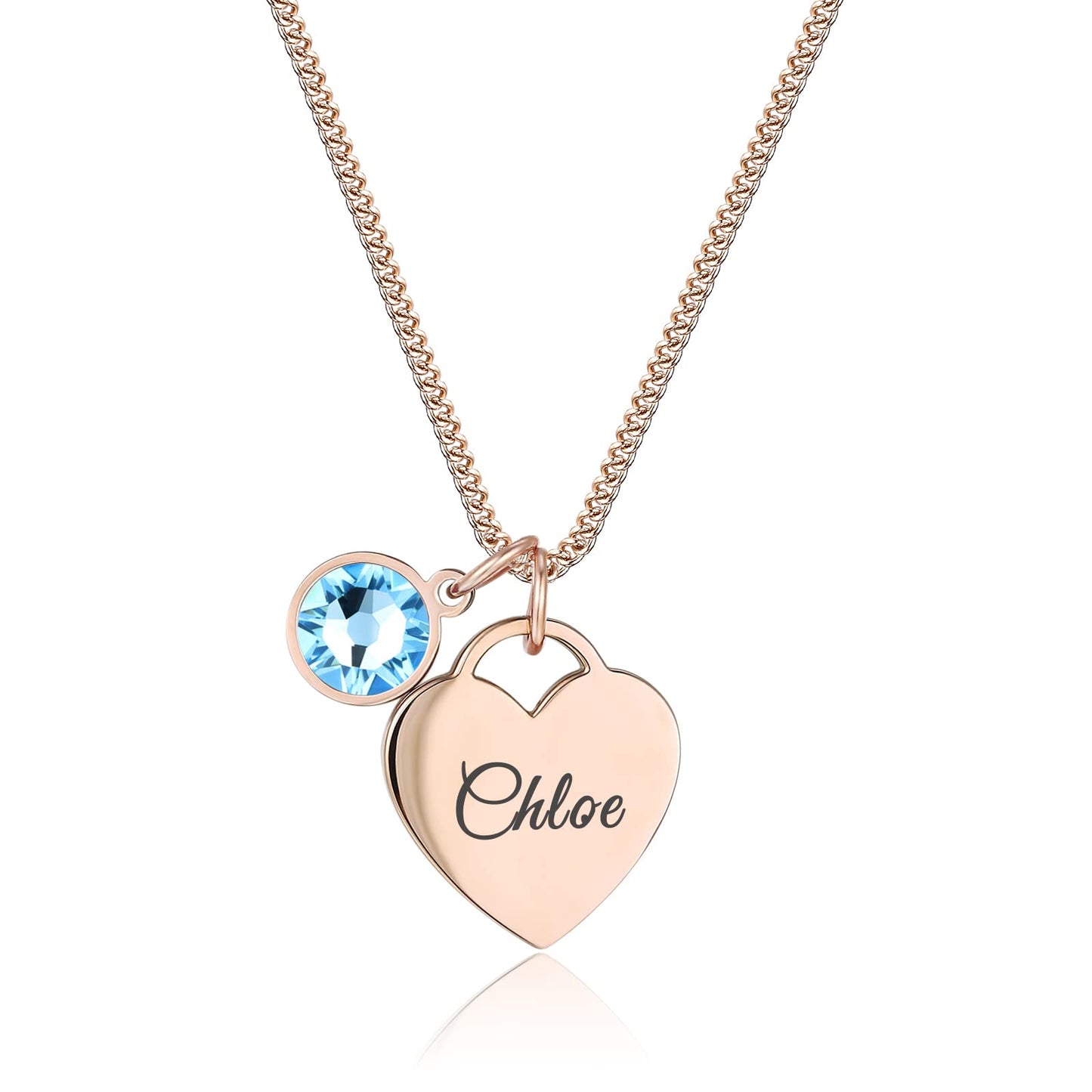 TMT® Personalised necklace with Birthstone heart pendant gift box | initial heart necklace engraved for Daughter Mum Best Friend Girlfriend | Birthday gift for 18th 21th 30th 16th 13th