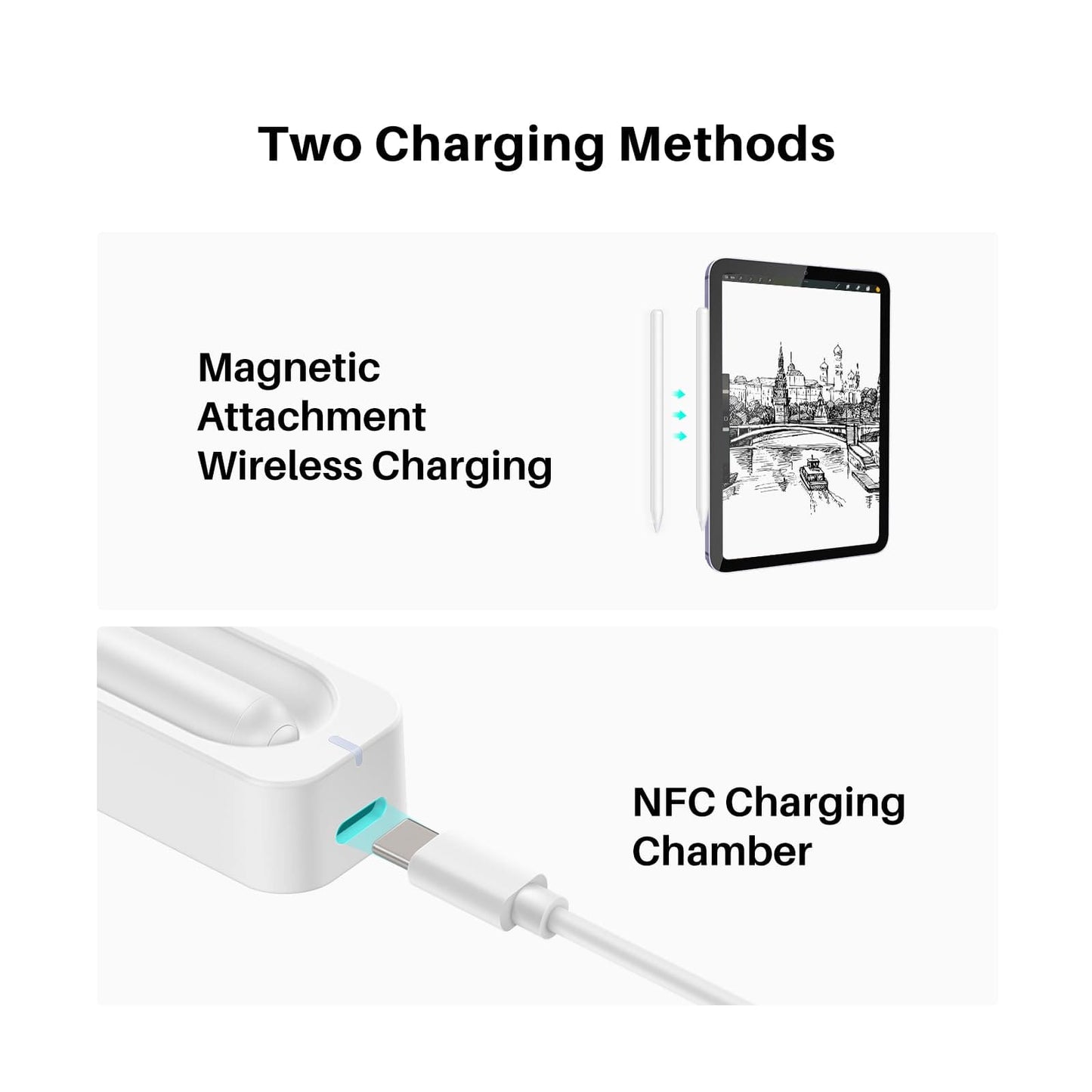 HUION Stylus Pen HA200 Compatible iPad, Magnetic Attachment Wireless Charging and NFC Charging Chamber, Compatible with iPad 6th-9th, iPad Air 3rd-5th, iPad Mini 5th-6th, iPad Pro 3rd-6th Gen