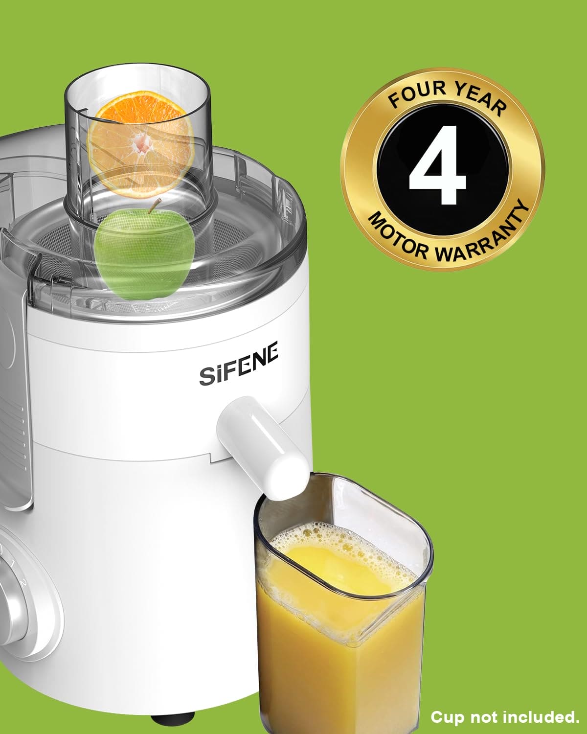 SiFENE Compact Juicer Machines, Centrifugal Juice Extractor for Fresh Fruit & Vegetable Juice, 3-Speed Settings, BPA-Free, User-Friendly & Easy Clean-up, White