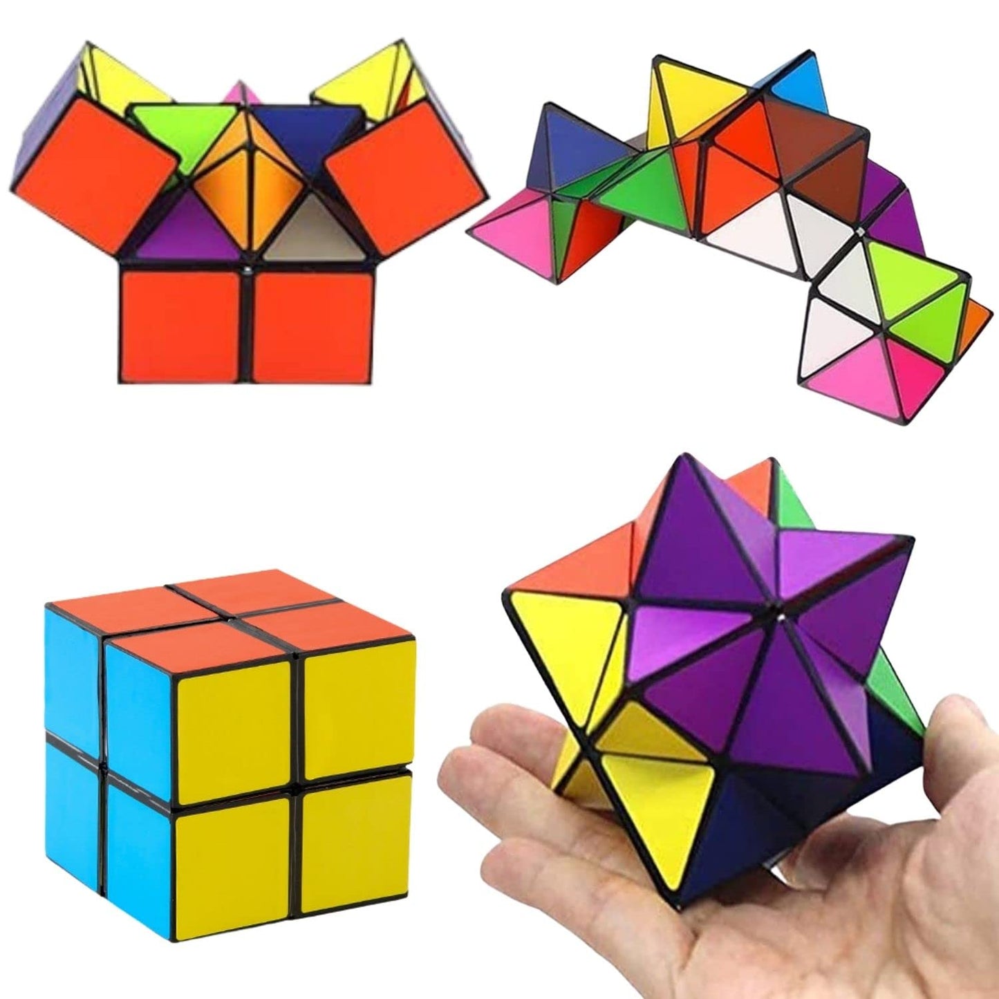 Yeefunjoy Star Cube Magic Cube Set, 2 in 1 Colorful Infinity Cube, Stress Anxiety Relief Creative Decompression Cube, Transforming Cubes Magic Puzzle Cubes for Kids and Adults