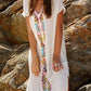 YouKD Summer Cotton Embroidered Floral Loose Caftan Boho Beach Bikini Cover Up Dress Plus Size Robe for Women