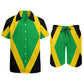 Jamaican Flag Men's Beach Hawaiian Sets Casual Outfit Short Sleeve Shirt Swim Shorts Trunks