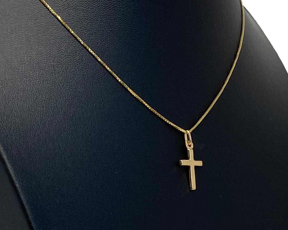 Strictly Gifts Delicate 9 Carat Gold Hallmarked Cross Crucifix Pendant on Chain for Women and Girls Daughter Christening Baptism with Gift Box