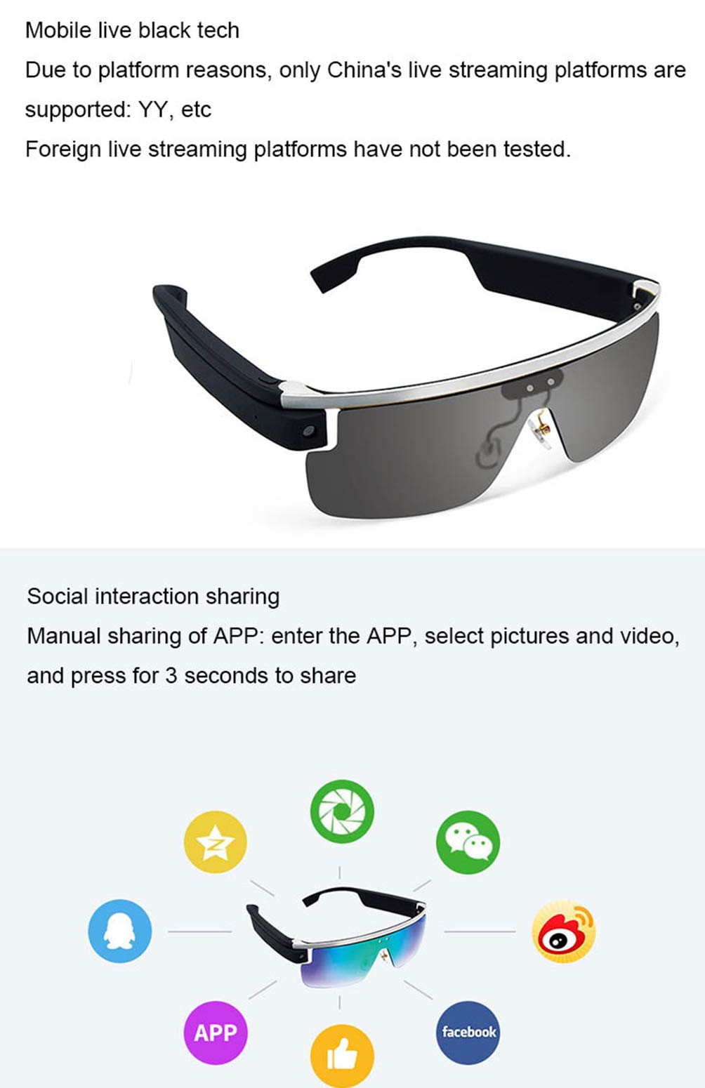 Hd Camera Glasses with o, Camera Glasses 1080P Taking Pictures Smart Video Glasses Built-In WIFI And BT Touch Function 180 Minutes Ultra Long Battery Life Gift