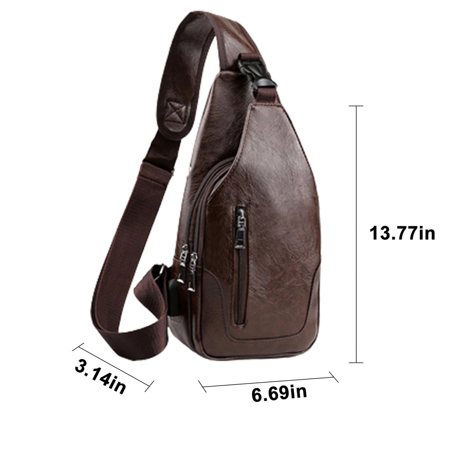 Clearance Leather Sling Crossbody Bag for Men Women Shoulder Chest Bags with USB Charging Port Outdoor Travel Hiking Daypacks Same Day Delivery Items Prime Deals Of The Day