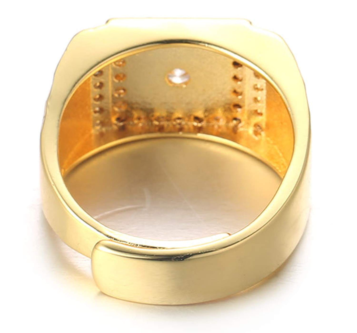 HALUKAKAH Gold Diamond Ring Iced Out,Men's 18k Real Gold Plated Ring Size Adjustable with Free Giftbox