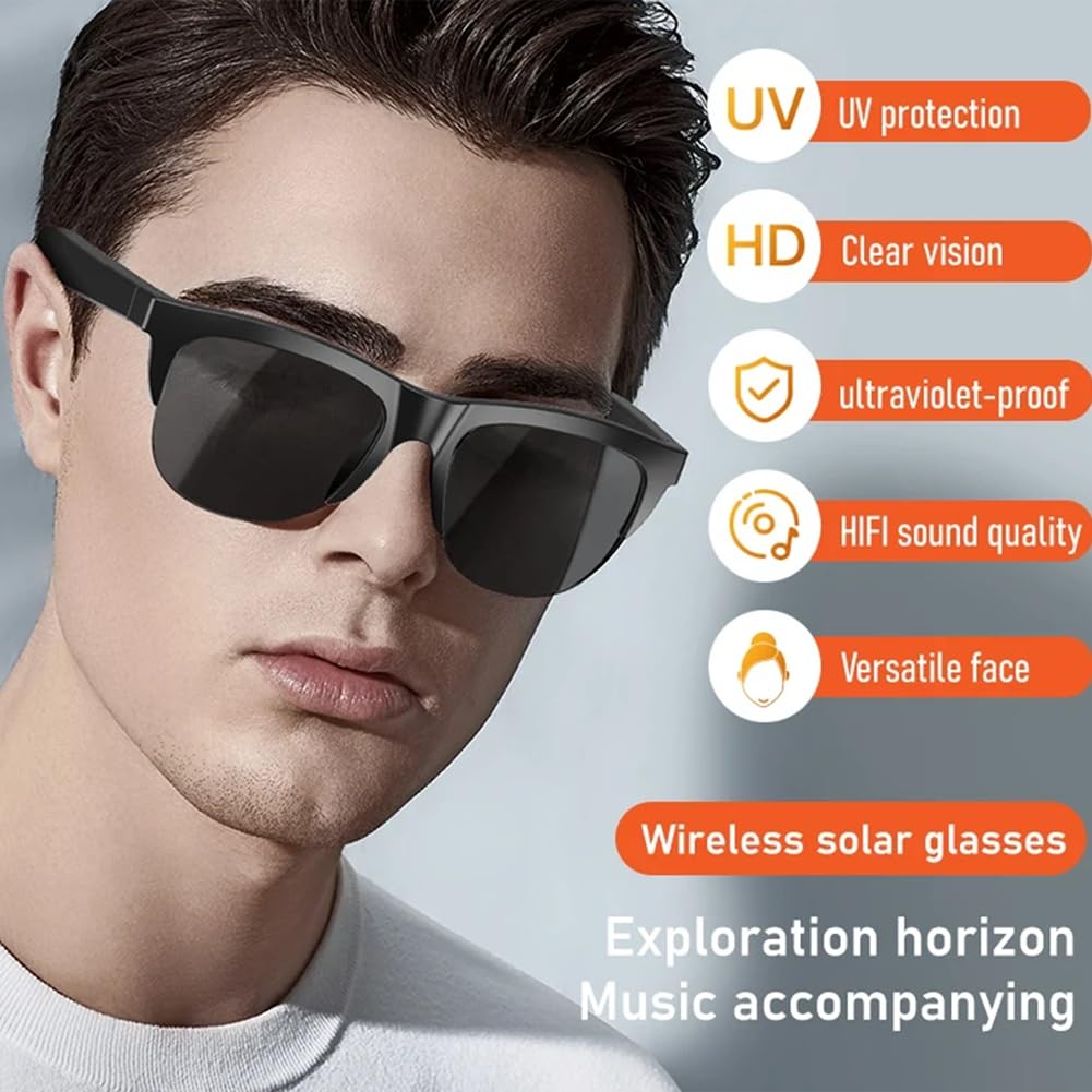 Tumuued Bluetooth V5.3 Sunglasses Glasses New Smart Sunglasses Glasses Call Outdoor Sports Headphones HIFI Black Technology Anti-Touch UV