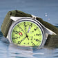 Gosasa Unisex Military Watches Sport Textile Nylon Strap Luminous Fashion Watch Analog Display Quartz Waterproof Casual Wristwatch (Green Luminous)