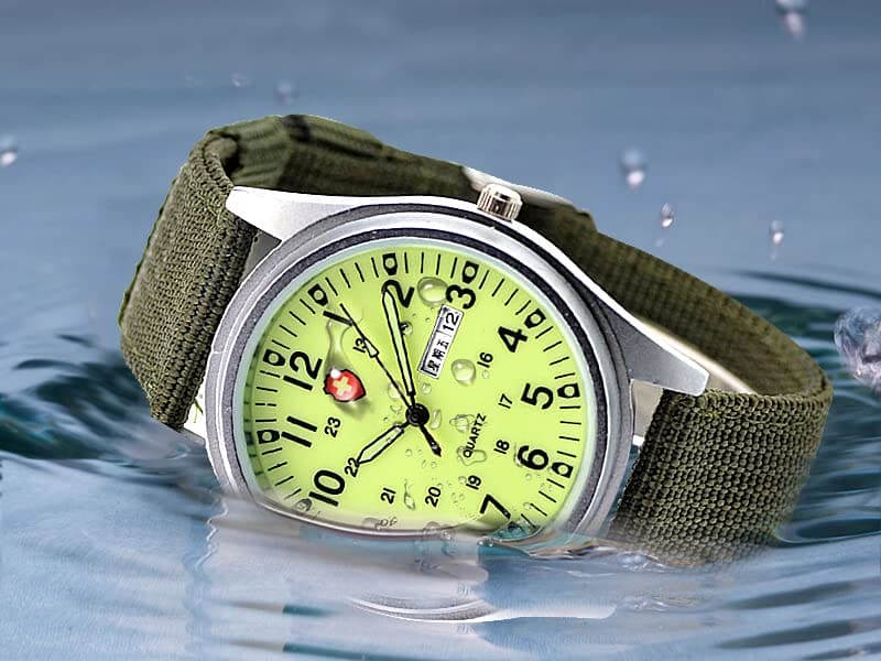 Gosasa Unisex Military Watches Sport Textile Nylon Strap Luminous Fashion Watch Analog Display Quartz Waterproof Casual Wristwatch (Green Luminous)