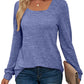 PANOZON Womens Long Sleeve Tops Ladies Square Neck Jumpers Sweatshirts Loose Fit Purple XL