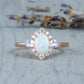 Warehouse Deals Clearance Exquisite Floral Opal Ring for Women Girls, Elegant Round Cut Dainty Halo CZ Wedding Band Thin Stackable Cubic Zirconia Promise Engagement Ring Deals of the Day