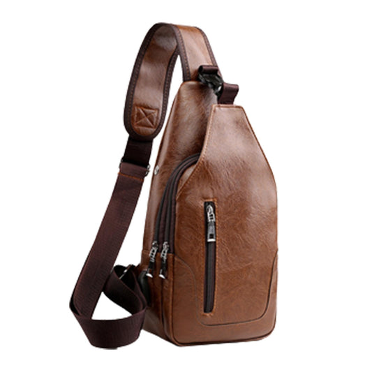 Clearance Leather Sling Crossbody Bag for Men Women Shoulder Chest Bags with USB Charging Port Outdoor Travel Hiking Daypacks 1 Dollar Items Tiktok Trend Items