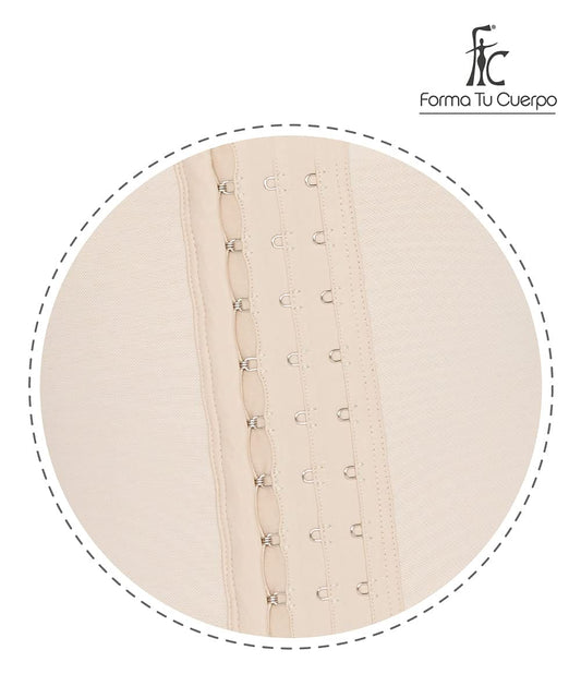 Forma Tu Cuerpo, Faja Colombiana, Knee Bodysuit, Abdomen Control & Butt Lifter. Waist Definition 3 Hooks-4XS Beige (O-025)