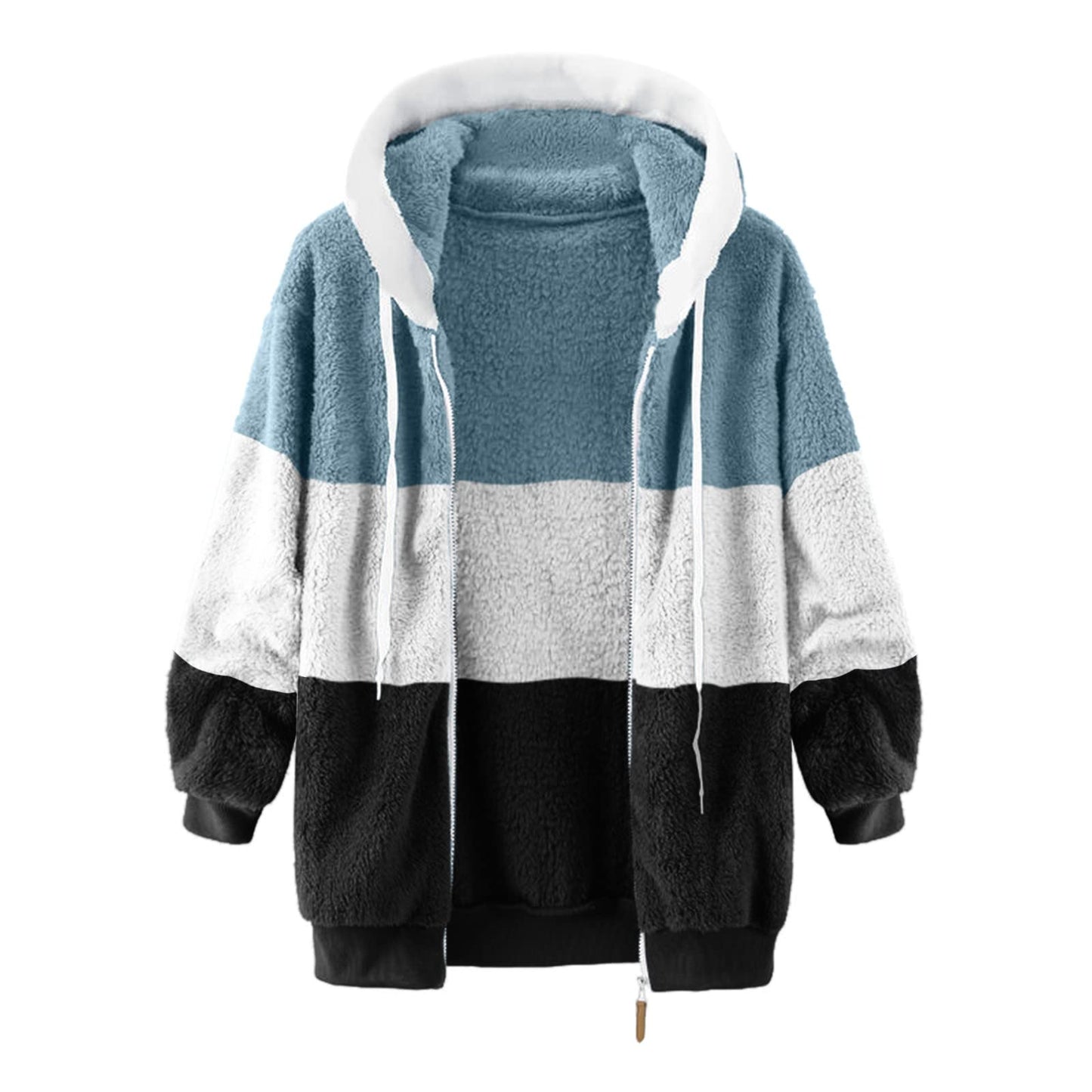 Sweatshirts for Women UK Sale Clearance Color Block Plush Sweater Fleece Button Longline Autumn Winter Jacket Christmas Casual Hoodies Long Sleeve Fuzzy Coats Hooded Plus Size Open Front Jumpers