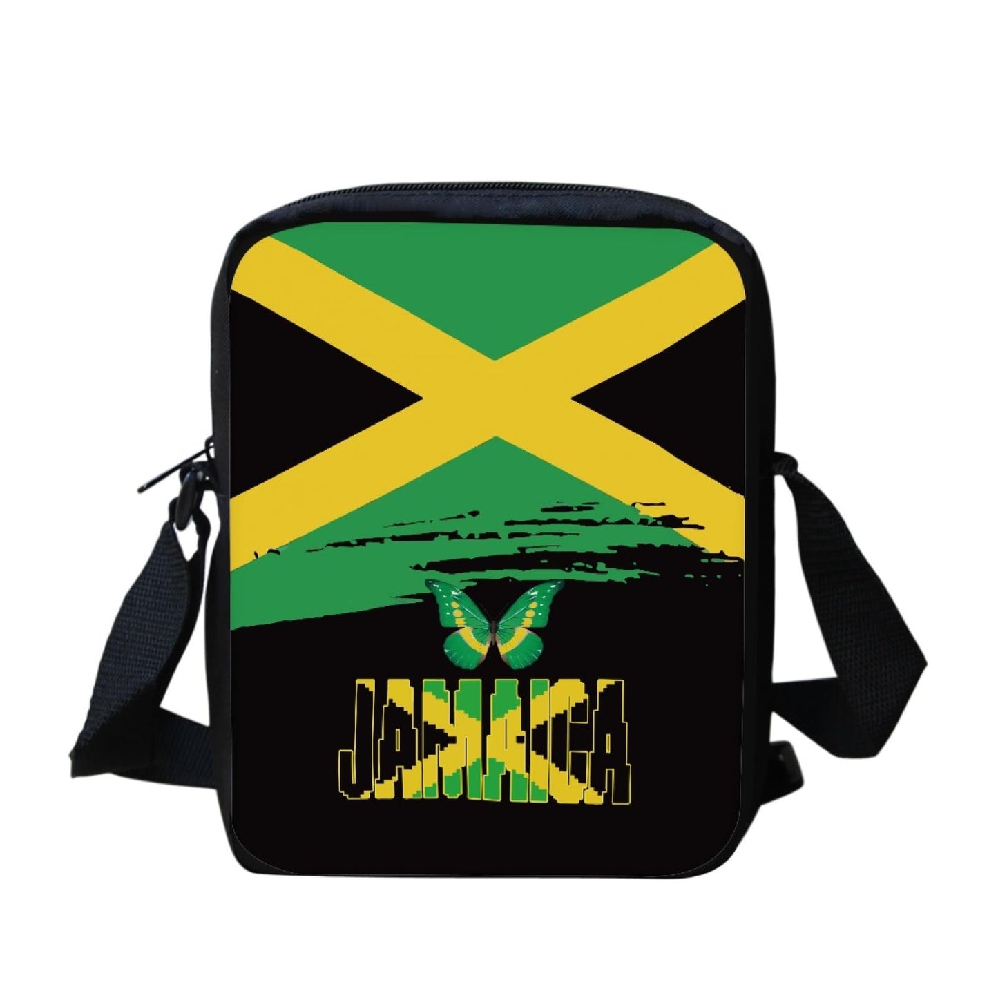 HUGS IDEA Mini Cross-Body Bag Jamaican Flag Butterfly Print Small AdjustableShoulder Messenger Handbag Casual Cellphone Purse