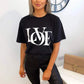 Womens Love Slogan Short Sleeve Oversized Printed Casual Summer Baggy Fashion Ladies Tshirt Tee Plus Size Top (Black, SM (UK 8-10))