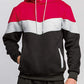 comefohome Mens Hoodie Pullover Color Block Sweatshirts Long Sleeve Hoody Drawstring Casual Tops with Pockets Red L