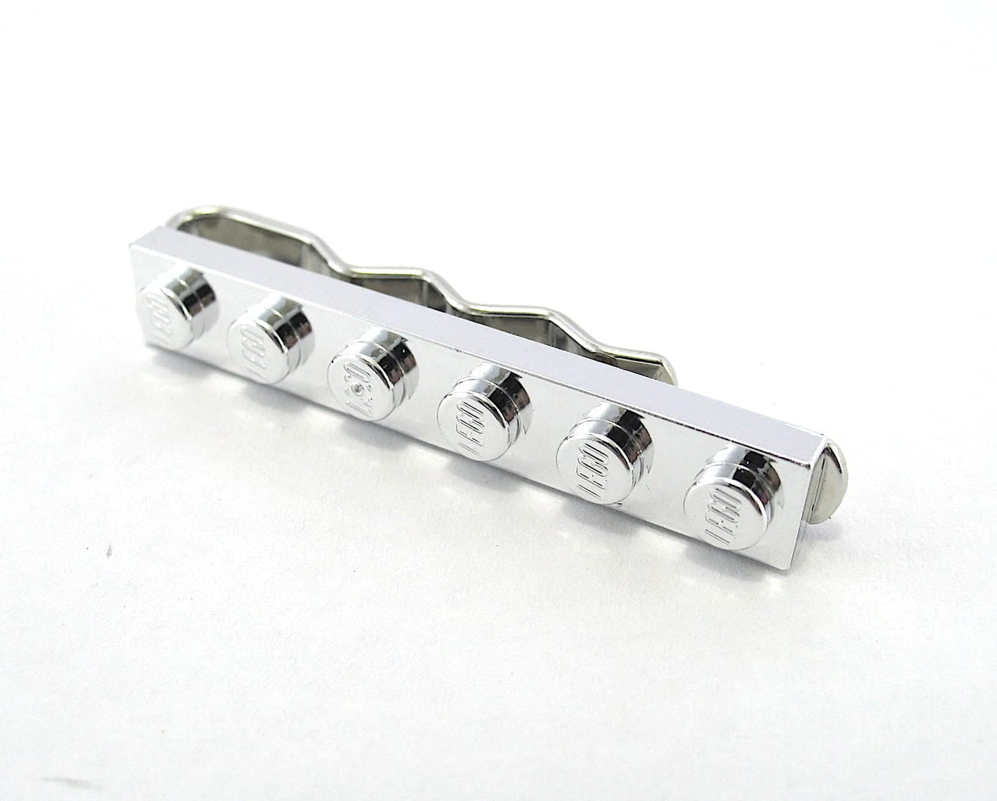 Chrome Plated Cufflinks and Tie Clip Set Handmade using Building Bricks *