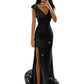 PAVERJER Black Prom Dresses for Teens with Slit Mermaid Sequin Prom Gown Ruched V-Neck Evening Party Dress Size 2