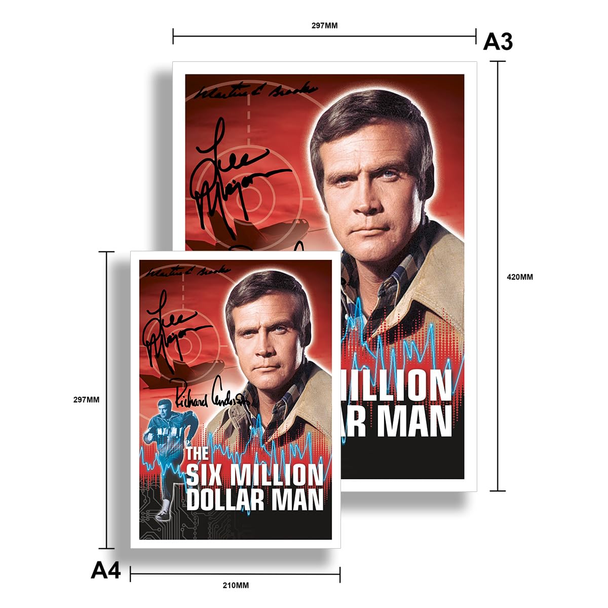 Memorabilia The Six Million Dollar Man Cast Signed Autograph Autographed A4 Poster Photo Print Photograph Picture TV Show Series Season DVD Boxset Gift Steve Austin (POSTER ONLY)