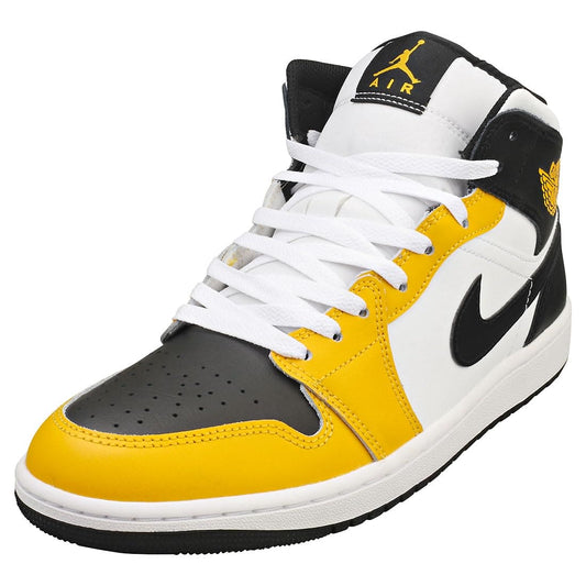 NIKE AIR Jordan 1 MID Mens Fashion Trainers in Yellow White Black - 9.5 UK