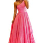 PAVERJER One Shoulder Sequin Prom Dresses Long Sparkly Ball Gown for Women Glitter Formal Wedding Guest Dresses Hot Pink Size 4