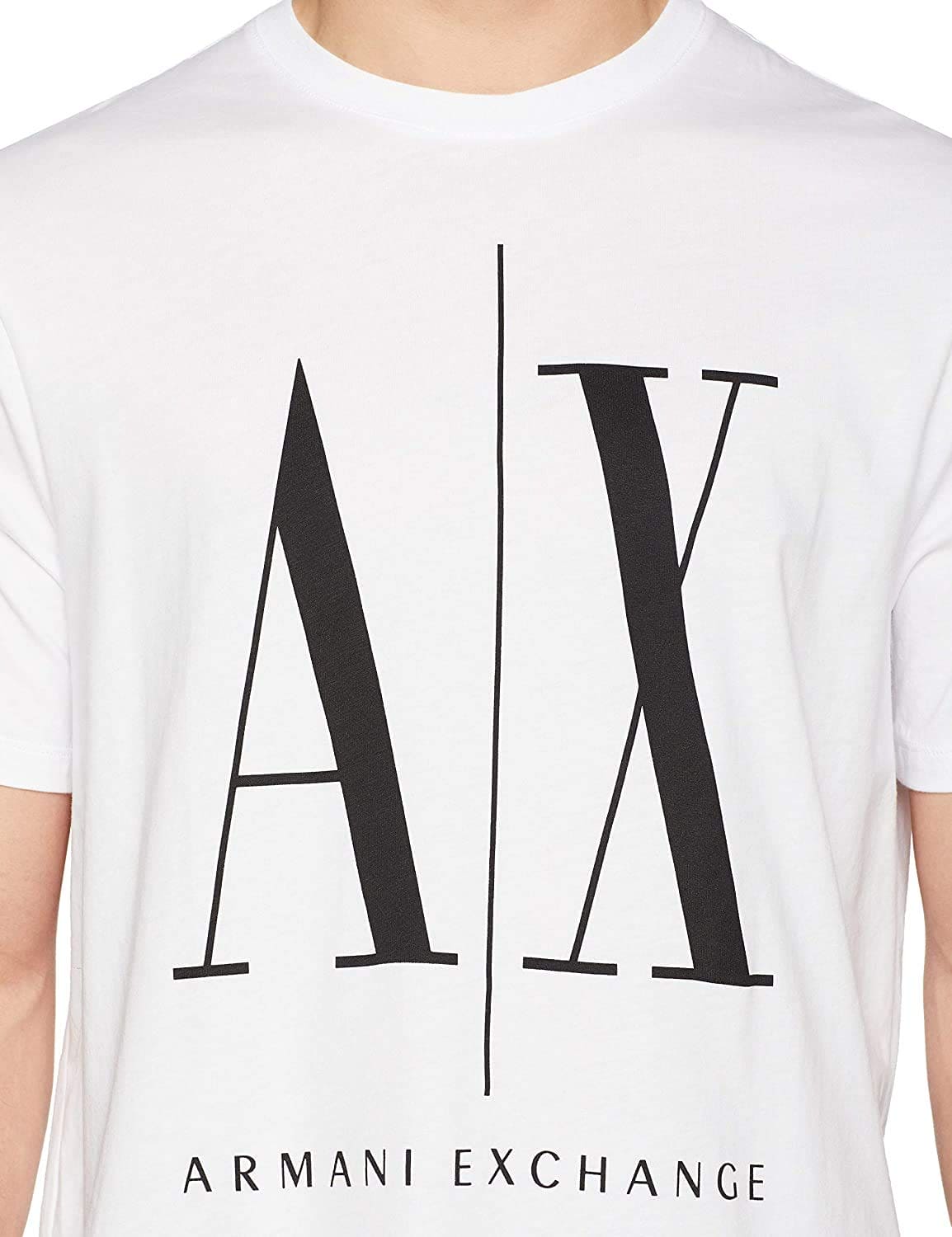 A|X ARMANI EXCHANGE mens Icon Graphic T-shirt T Shirt, White W/Black Print, Medium US