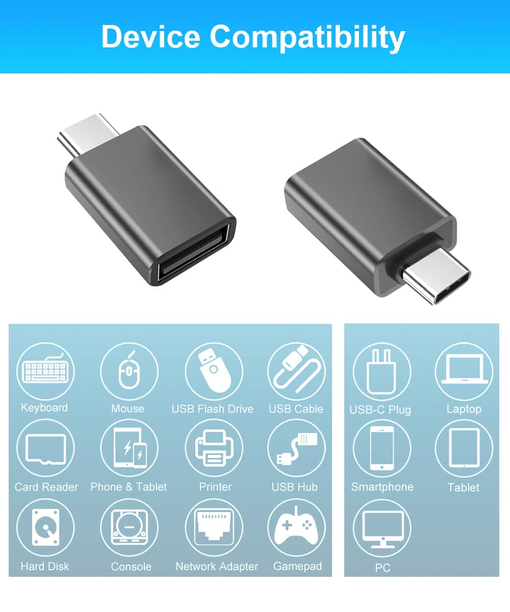 Elebase USB C to USB Adapter for iPhone 16 Charger 4P,Type C Male to USB A 3.0 Female OTG Adapter,Thunderbolt 4 Converter for iPhone 15 Pro Max Plus,Mac,iPad,Air Mini,Galaxy S24 S23,Z Flip Fold 5 4 3