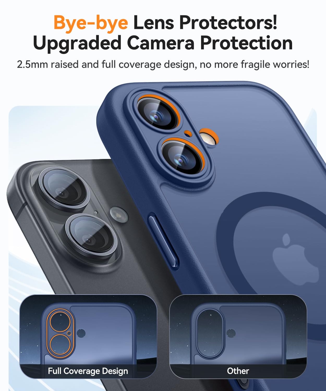 CANSHN Magnetic for iPhone 16 Case, Upgraded [Full Camera Protection] [Compatible with Magsafe] [Translucent Matte] Shockproof Protective Phone Case for iPhone 16 6.1" - Deep Blue