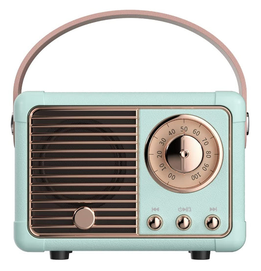 Pale Blue Vintage Retro Style Bluetooth Speaker | Classic old style radio design | Small Compact Portable Design | Cute Wireless Speaker | Connect Android | iOS | PC | Laptop | Novelty Retro Decor