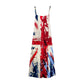 Women Trendy Loose Long Dress Tunic Sundresses Clearance Union Jack Women Fashion Sling Mid-Waist V-Neck Sleeveless Stripe Printing Slim Beach Long Dress Sale UK