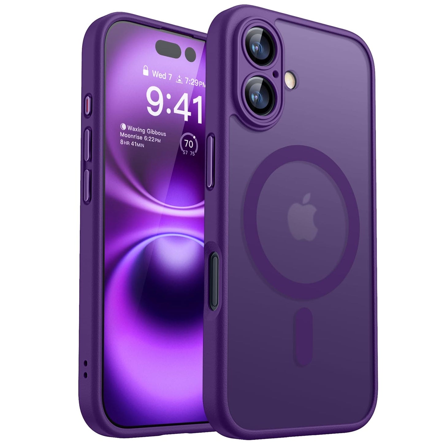 CANSHN Magnetic for iPhone 16 Case, Upgraded [Full Camera Protection] [Compatible with Magsafe] [Translucent Matte] Shockproof Protective Phone Case for iPhone 16 6.1" - Deep Purple