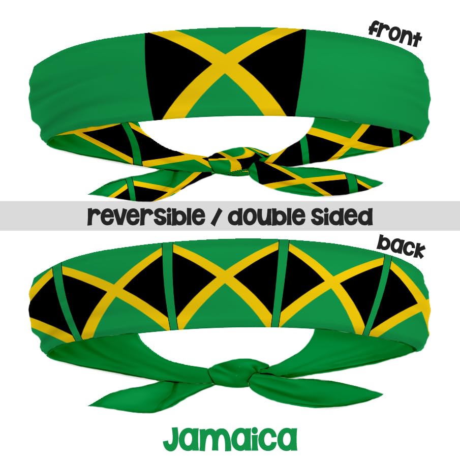 EVERYTHING CROPOVER Jamaica Flag Headband for Carnival, Fitness | Mens Womens Tieback Bandana Sweatband Thigh Leg Garter