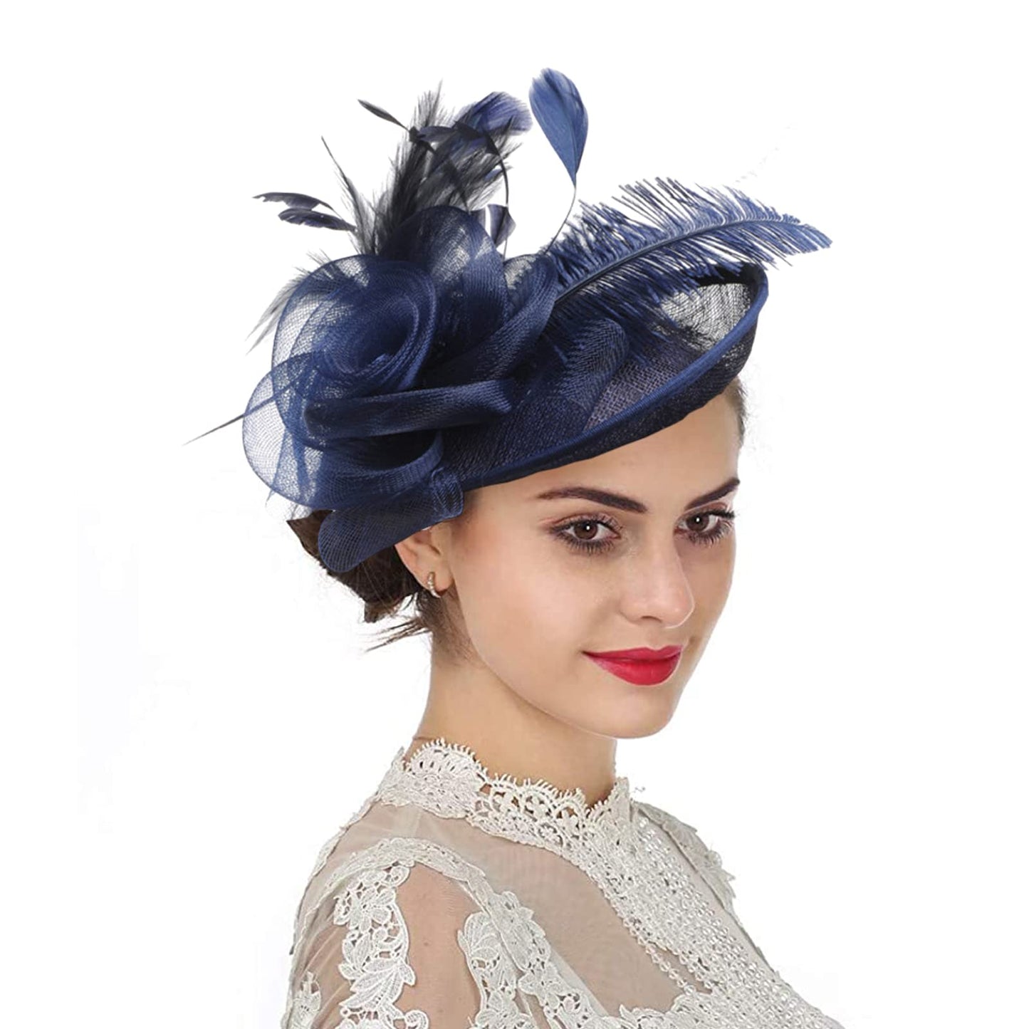 Ladies Flower Feather Fascinator Hat Veil Net Headband Clip Pillbox Hat Wedding Bridal Hair Clip Headpiece Top Hat Race Ascot Cocktail Tea Party Headwear Bowler Hat Banquet Hair Accessories