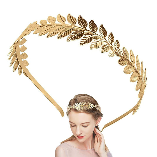 Leaves Headband, Fashion Gold Leaf Headband Greek Headband Tiara Vintage Roman Goddess Leaf Bridal Hair Crown Branch for Wedding, Christmas Party, Dancing Party, Fashion Show