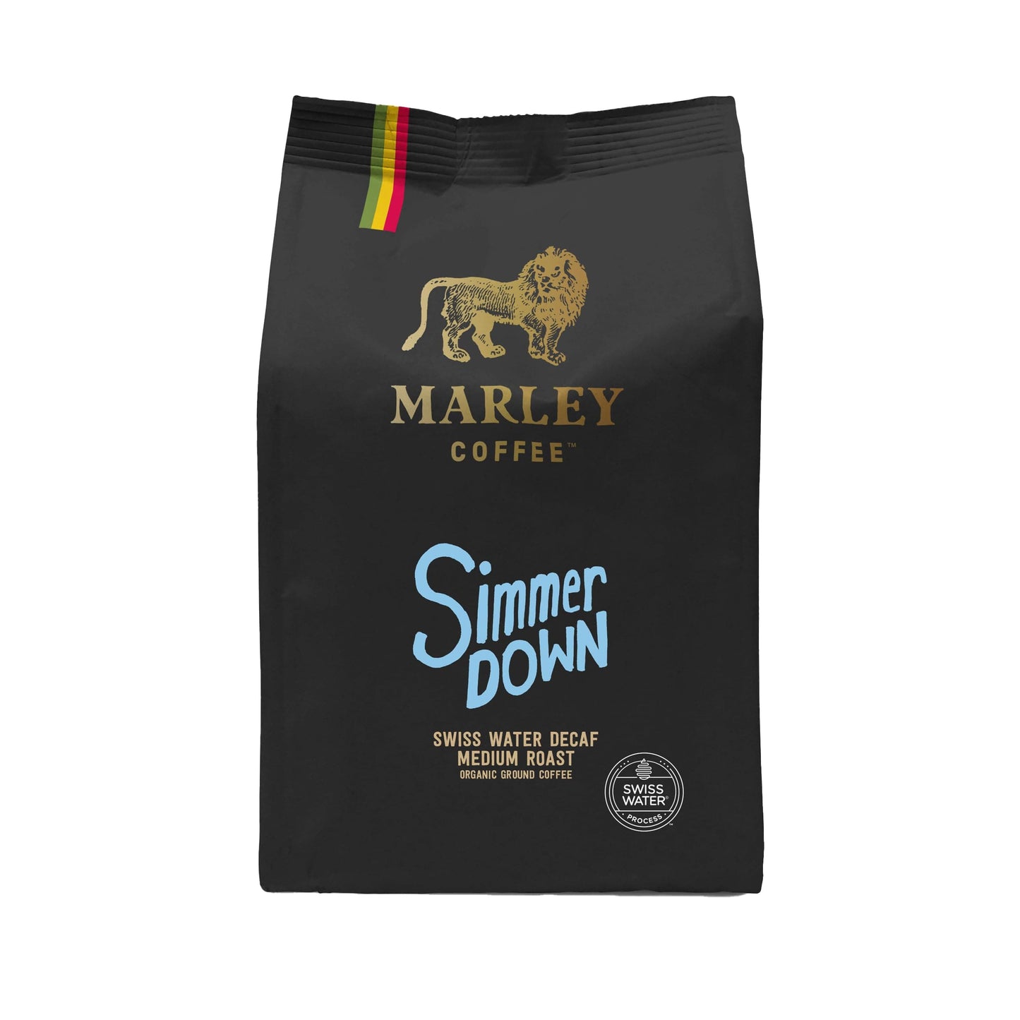 Decaffeinated Organic Ground Coffee 227g - Swiss Water Decaf - Medium Roast - Simmer Down Blend - Marley Coffee - From The Marley Family - V60 Filter Cafetiere Aeropress - Strength 3