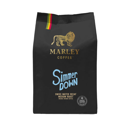 Decaffeinated Organic Ground Coffee 227g - Swiss Water Decaf - Medium Roast - Simmer Down Blend - Marley Coffee - From The Marley Family - V60 Filter Cafetiere Aeropress - Strength 3