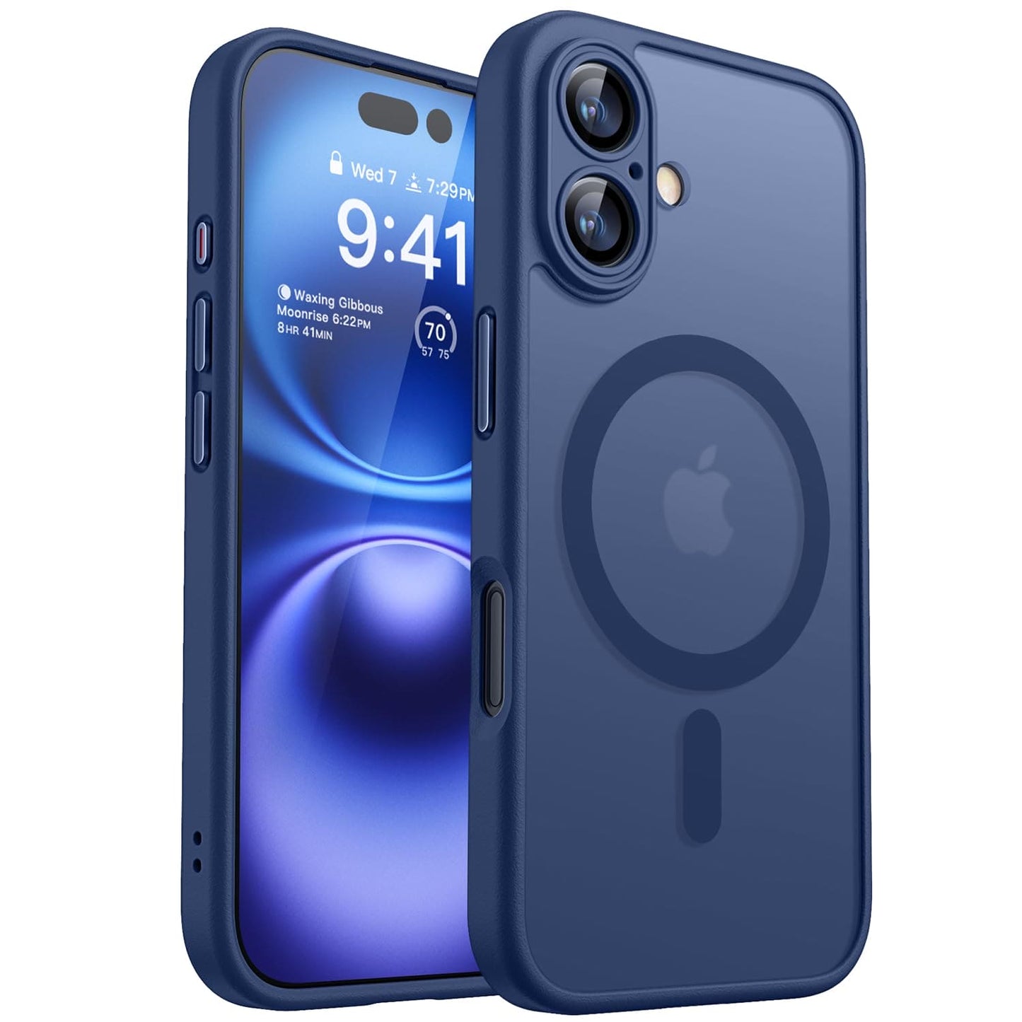 CANSHN Magnetic for iPhone 16 Case, Upgraded [Full Camera Protection] [Compatible with Magsafe] [Translucent Matte] Shockproof Protective Phone Case for iPhone 16 6.1" - Deep Blue